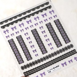 Bow Nail Stickers, Heart 5D Embossed Nail Decals, Lace Style Bow Heart Nail Art Stickers for Nails DIY Nail Art Decoration Craft 1 Sheets (Pink Bows)