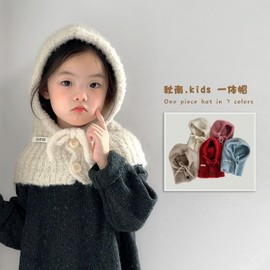 Kids' Autumn/Winter Balaclava - All-in-One Hat Scarf Winter New Arrival Letter LF2412 (Free Size 48-52cm) 2-6 Years) Khaki 3ea
