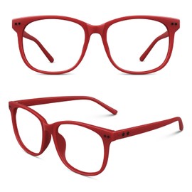 Happy Store CN81 Large Oversized Bold Frame UV400 Clear Lens Horn Rimmed Glasses,Matte Red