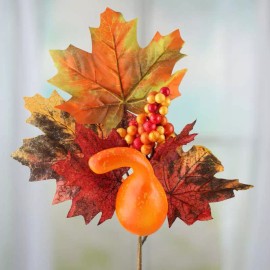 Factory Direct Craft Set of 6 Artificial Fall Maple Leaf & Harvest Gourd 13-1/2" Floral Sprays