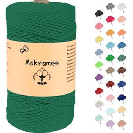 Uvolo 3 mm x 200 m Macrame Yarn, Cotton Yarn, Macrame Cord for Crafts, Plant Hangers - Hunkel Green