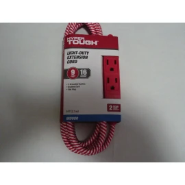 HYPER TOUGH Red/White 3-Outlet 9-ft Light-Duty Extension Cord with Flat Plug