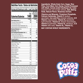 Cocoa Puffs, Chocolate Breakfast Cereal with Whole Grains, Giant Size, 25.8 oz