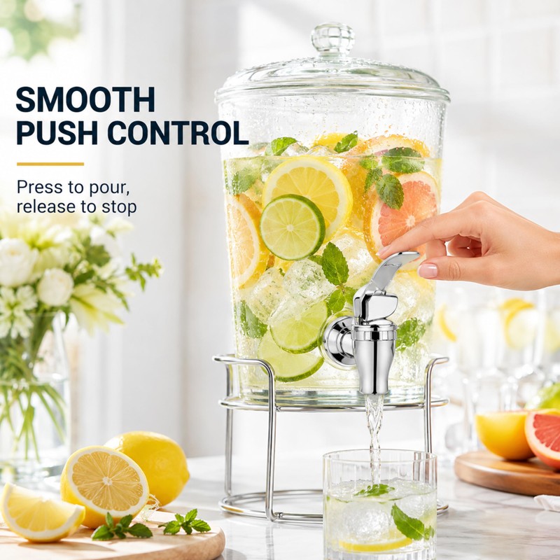 2-Pack Push Beverage Dispenser Water Spigot, Abs Plating Material