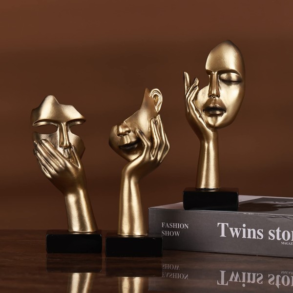 oliruim oliruim 3 Pcs Thinker Small Statue Set - Golden