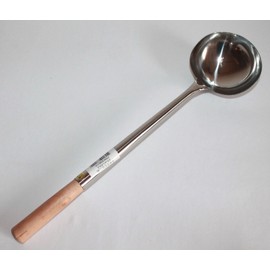 Asia Art Factory AAF Nommel® Ladle Ladle Round Stainless Steel with Wooden Handle Size M No2 - 46 cm Long Diameter Ladle 12 cm No. 013