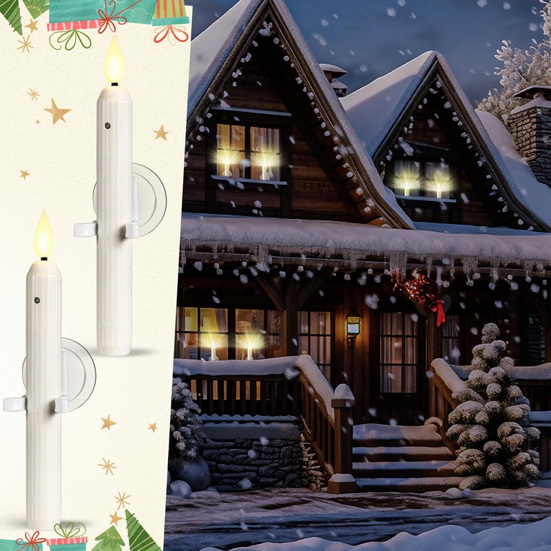 Yungyan 12 Sets Christmas Window Candles with Dusk to Dawn,
