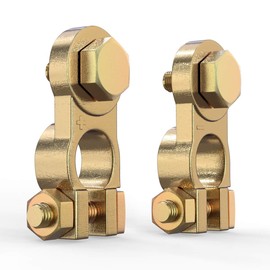 LEICESTERCN Battery Terminal Connectors Brass Copper Car Battery Terminal Ends Top Post Positive Negative Set for Auto Van Vehicle Marine Boat Camper Truck