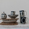 Creative Co-Op Stoneware Pot with Painted Designs and Bamboo Spoon,