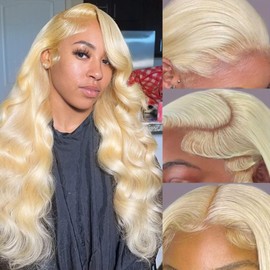 Mayouda 30Inch Blonde 13x4 HD Lace Frontal Wig for Black Women Long Body Wavy Lace Front Wigs With Baby Hair Lace Wigs Synthetic Pre Plucked Glueless Wigs Hair Lace Front Wigs (B-Blonde, 30Inch)