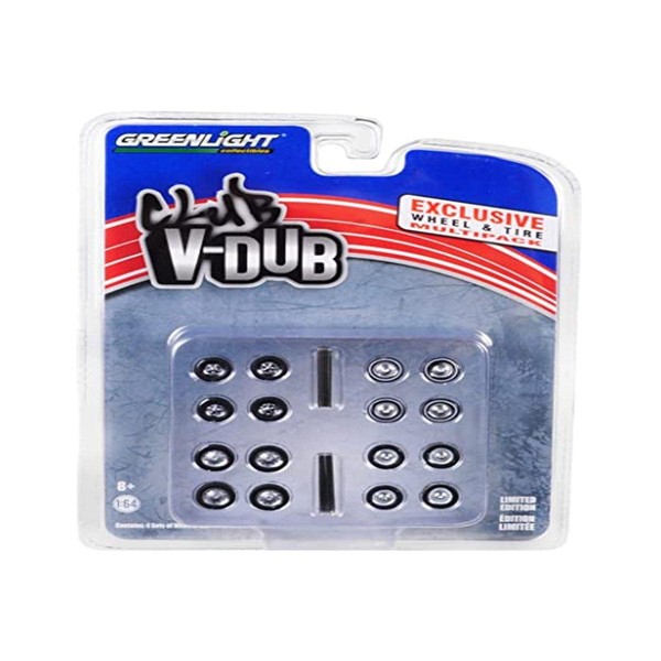 Volkswagen Wheel and Tire Multipack "Club Vee-Dub" Set of 24 pieces 1/64 by Greenlight"""