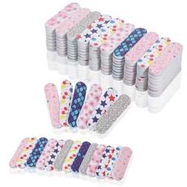 100 unidades de mini limas de uñas coloridas y lindas tablas de esmeril para uñas de doble cara grano 180 Emory a granel, herramientas de manicura par