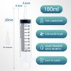 8 Pack 100ml Plastic Syringe for Scientific Labs, Dispensing, Measuring,