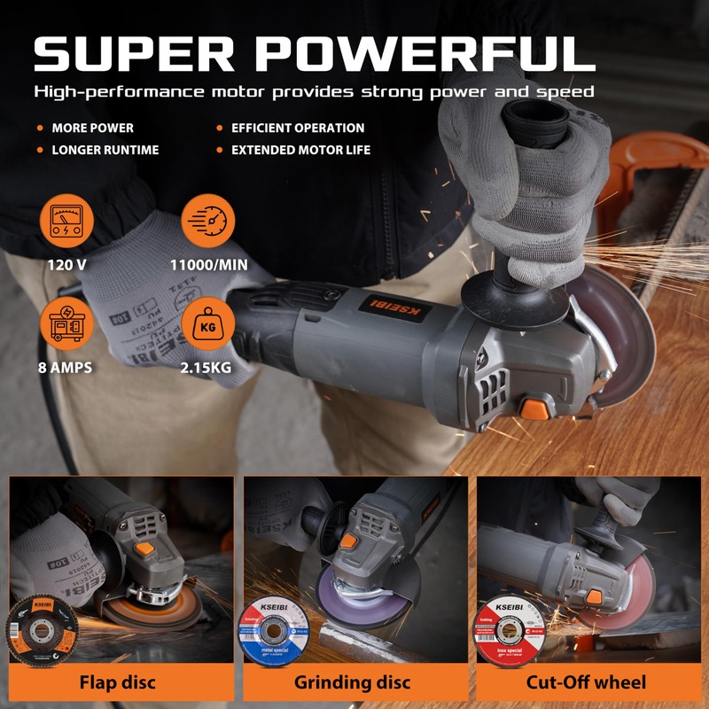 KSEIBI 711943K Angle Grinder Tool - 4 1/2 inch, 950W,