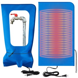 Glooglitter Electric Heated Outdoor Faucet Cover for Winter Freeze Protection 25.2"x14" Heating Hose Bib Covers for Winter, Water Pipe Heater for Garden Lawn Faucet Insulated Spigot Protector, Blue