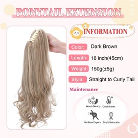 Real Fashion Claw on Clip in Ponytail Extension Long Straight to Curly Pony Tail Hair Extensions For Women 18" Sandy Blonde & Bleach Blonde