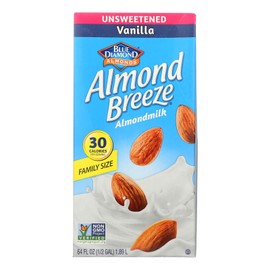 Blue Diamond Almond Breeze Unsweetened Vanilla 64 Oz (Pack of 8)
