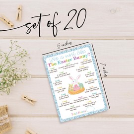 Vodbok Funny Easter Game Set - 20 Pcs Who is Most Like The Easter Bunny Double-Sided Fill in Style Game Cards, Friends, Bunny Egg Family Party Game & Activities (Bunny2) -A03