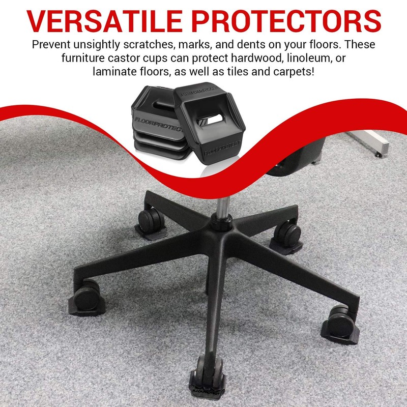 Floor Protector Castor Cups for Wooden Floors, Laminate, Linoleum Flooring,