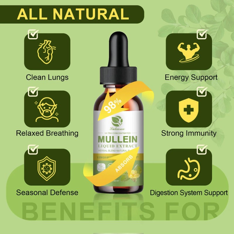 Mullein Leaf Extract Organic Lung Cleanse Drops for Lung Health