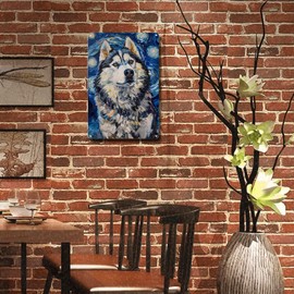 Ymyoo Metal Sign Tin Sign Vintage Wall Art Alaskan Malamute Starry Night Elegance Majestic Malamute and Night Sky for Home Lodge and Seasonal Decor Corrosion Resistant Aluminum 8×12 Inches