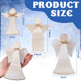 Yerliker 6 Pcs Christmas Angel Table Decoration Wooden Farmhouse Table Centerpieces Rustic Christmas Angel Wooden Sign Statue Figurine Block Tiered Tray Decor for Home Decor Xmas Gifts Decoration