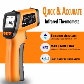 Infrared Thermometer,Non-contact Laser Digital Temperature Gun -50 to 420°C(-58 to 788°F), LCD Display with Backlight Infrared Thermometer for Laboratory,Kitchen,Factory Industry Use