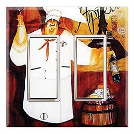 Graphics Wallplates - Bon Appetite Fat Chef- Double Rocker/GFCI Wall Plate Cover