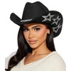HilyBony Classic Western-Cowboy-Hat Shiny-Rhinestone-Star Cowgirl Felt Hat for Party Costumes