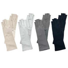 Milieu W6810-20 Women's UV Gloves, Semi-Long Length, Sun Protection, UV Protection, Open Fingertip Type, charcoal