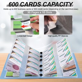 MyLifeUNIT Business Card Book, Name Card Holder Book with 600 Business Cards Capacity, Credit Card Book File Storage (Light Blue)