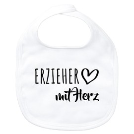 Huuraa Baby Lätzchen Erzieher mit Herz Geschenk White Bio Baumwolle Erzieher Präsent