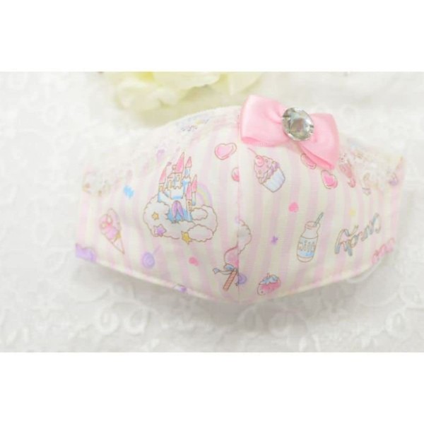 Hanaka Princess Mask, Size M, Fluffy Pile, Dream Stripe Pink