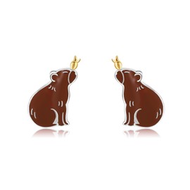 Capybara Stud Earrings Sterling Silver Cute Animal Jewellery for Women Mom