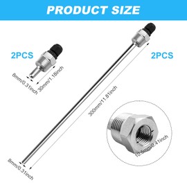GZhaimai Set of 4 Immersion Sleeves, Stainless Steel Temperature Sensor, 1/2 Inch Thermowell for Temperature Sensors (8 x 30 mm / 8 x 300 mm)