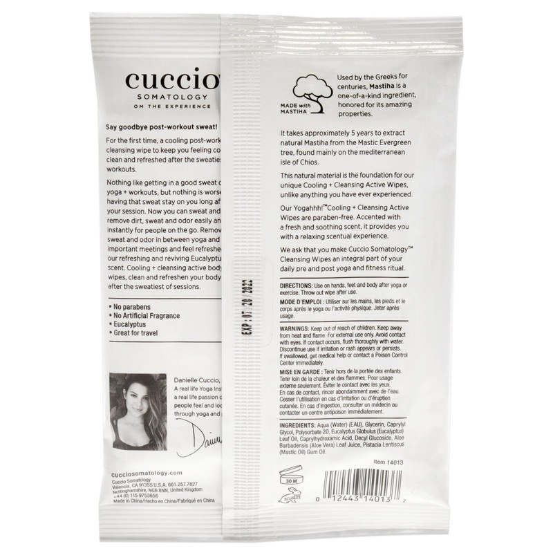 Cuccio Somatology Yogahh Cooling Plus Cleansing Wipes - Delivers Cool,