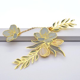 BLBMH Flowers Bookmark for Women Mother's Day Gifts Teacher Appreciation Gifts Birthday Christmas Unique Gifts Cute Funny Metal Book Marks for Grils Mom Readers Book Lovers -F1 Green