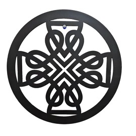 Exclusively Irish Mild Steel Celtic Cross Irish Round-Shaped Wall Hang Celtic Knotwork Home Decoration Diameter 12" (Black Matt)