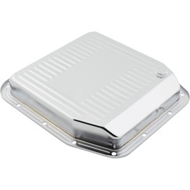 Speedway Motors Ford AOD Steel Transmission Pan Stock Capacity Ribbed Cooling Design Chrome Finish Compatible with 1980-91 AOD Includes Drain Plug Easy Installation