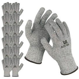 ACKTRA 12 Pairs, Cut Resistant Safety WORK Gloves, Level 5, EN 388, PPE Type: Protective Glove Against Mechanical Risks, for Men and Women, Bulk Pack WG010, Large