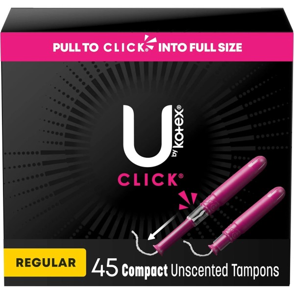 Click Compact Tampons, Regular Absorbency, Unscented, 45 Count