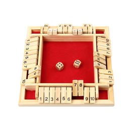 Kitchnexus 4-Player Shut The Box Wooden Table Game Classic Dice Board Toy (red)