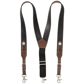 Nocona Belt Co. Men's Top Hand Leather Suspender, Black/Brown, X-Large
