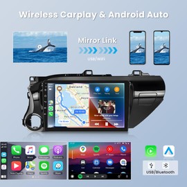 2+64G Android Car Radio Stereo for Toyota Hilux 2015 2016 2017 2018 2019 2020 Wireless Carplay Android Auto, 10.1'' Head Unit Touchscreen Mirror Link WiFi GPS Bluetooth FM/RDS EQ Backup Camera SWC