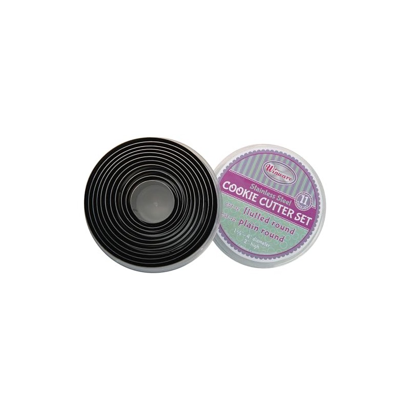 Winco 11 Piece Heavy Stainless Steel Plain Round 1-3/8" to