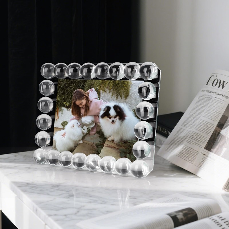 SAAEH SWWH Clear Bubble Crystal Picture Frames 5x7 with 24