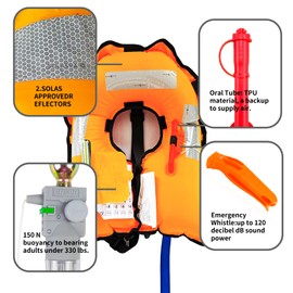 Automatic Inflatable Life Jacket|Life Vest for Adults|PFD Low Profile|Supports up to 330 lbs (Yellow-639)