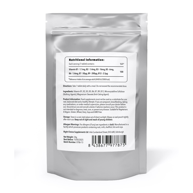 Vitamin B Complex 180 Tablets (6 Month Supply) - Contains