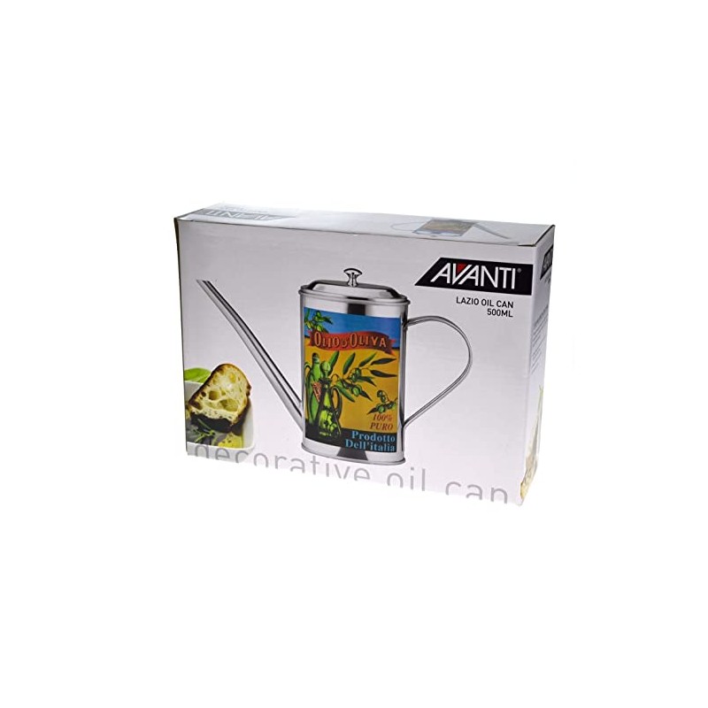 Avanti Lazio Decorative Oval Oil Can, 500 ml Capacity, Silver
