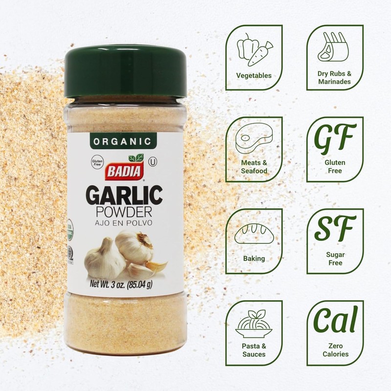 Badia Organic Garlic Powder, 3 oz – Premium Garlic Powder,